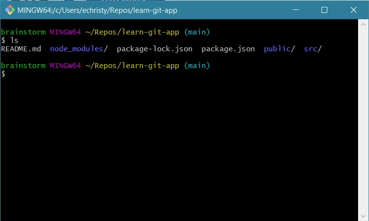 how to list folders and directories in git bash